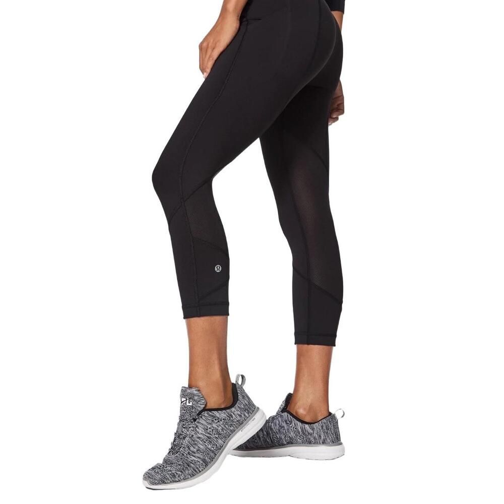Lululemon Pace Rival Crop 22" Leggings Women Sz 4 Black High-Waisted Side Pocket